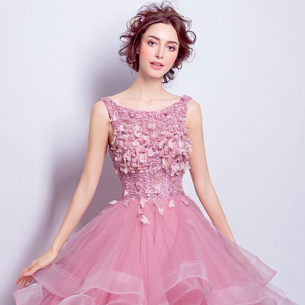 Pink flowers lace wedding dresses and wedding dresses