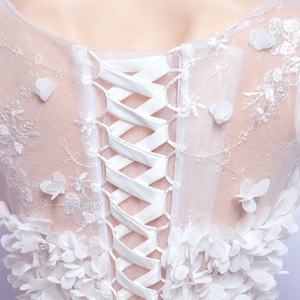 Elegant romantic flower fairy princess bride lace tailed wedding dress