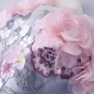Blue gray diamond stereoscopic Flower Bridal tailed wedding dresses