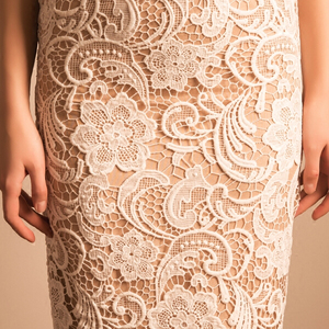 Elegant one word shoulder hollowed out lace short style of bridesmaid dress