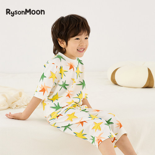 MOON吸湿排汗夏季儿童短袖家居服