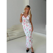 澳洲单小众设计款 性感辣妹花卉印花无袖 背心上衣高腰半身裙两件套