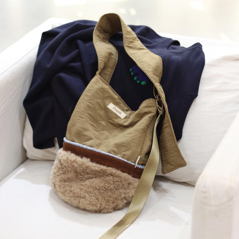 原创秋冬拼接毛绒单肩手提包