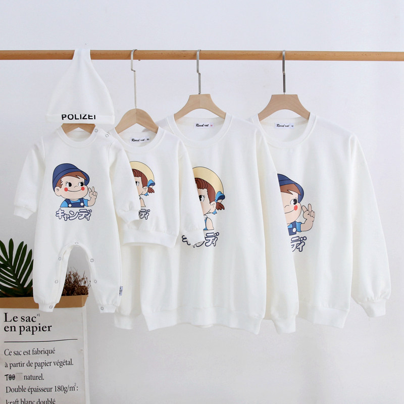 플러스 사이즈 부모-자식 의류 3 4인 가족을 위한 가을 겨울 의류  를 위한 패셔너블한 가족 스웨트 셔츠 엄마와 아이 엄마와 딸 가족 의류