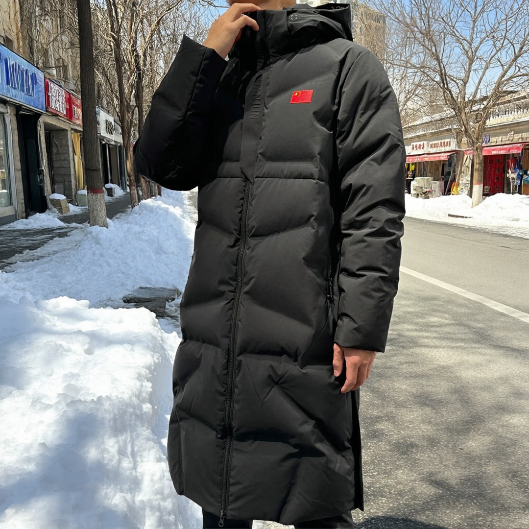 安踏冠军全天候国旗款长羽绒服男防风保暖羽绒大衣外套152540915