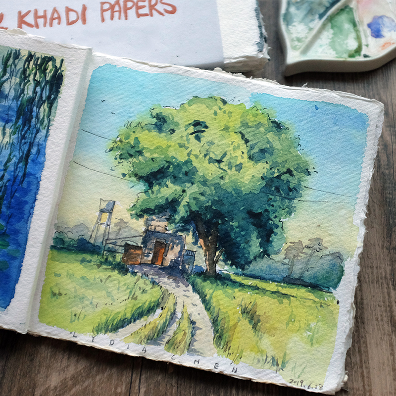 卡迪中粗方形随身毛边印度水彩本