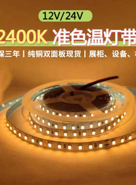 准色温LED灯带12V24V高亮贴片2400K自粘120灯机器设备LED软灯条带