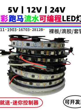 5V12V24V幻彩跑马流水可编程灯带条WS2811/1903/16703麦爵士酒吧
