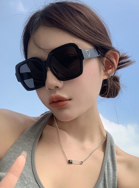 大框方形黑色防晒墨镜女高级感大脸显瘦防紫外线太阳镜辣妹街拍潮