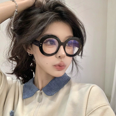 复古黑色大框显瘦眼镜可配有度数