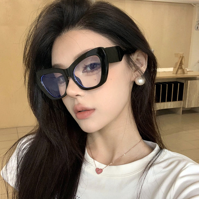 复古猫眼大框近视眼镜方圆脸显瘦