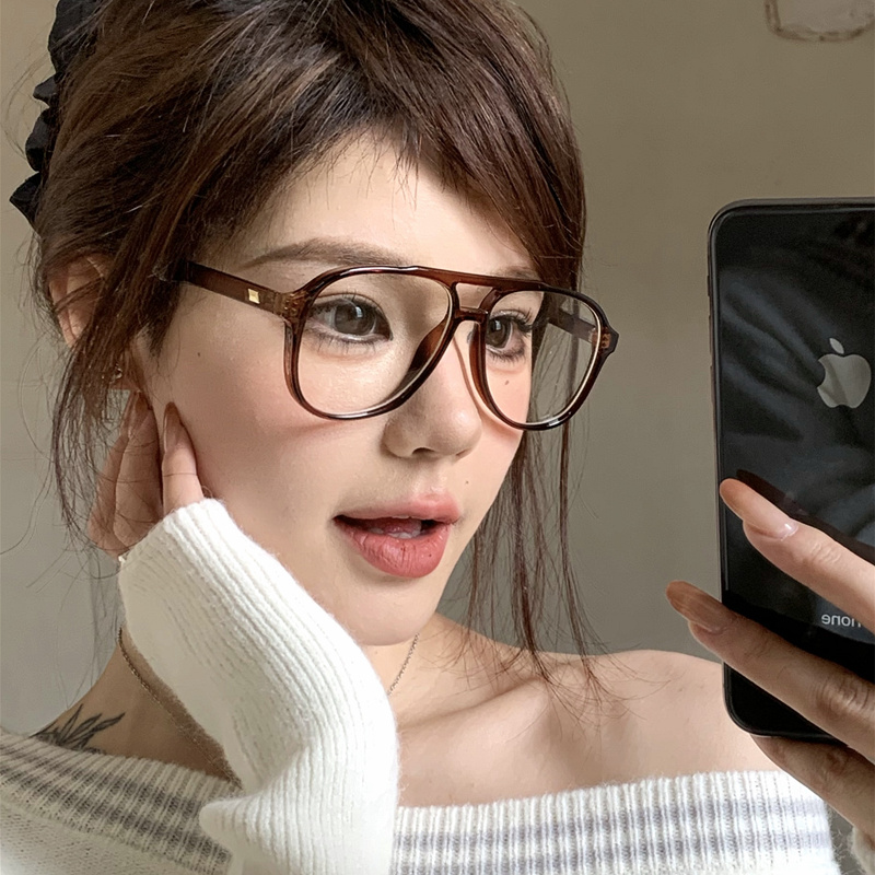 欧美双梁大框近视眼镜女可配度数