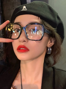新款韩版潮网红大粗框方形黑色眼镜框架女圆脸显瘦素颜近视眼镜架