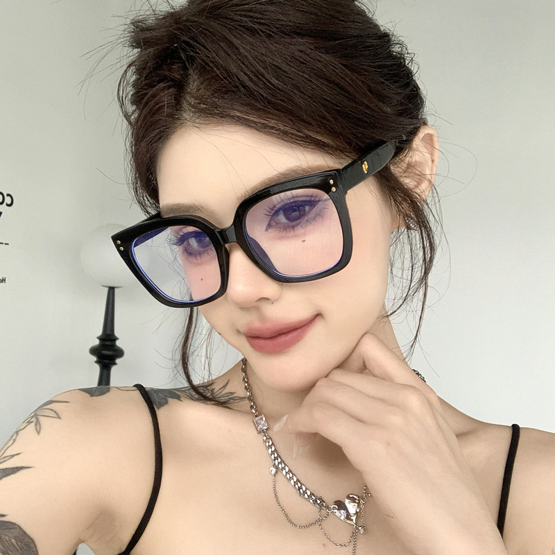 复古大框素颜神器黑框眼镜配度数