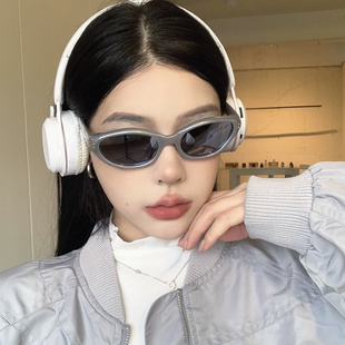 欧美风复古辣妹银色gm墨镜女方圆脸显瘦骑行潮酷太阳眼镜 2024新款