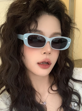 Y2K韩系蓝色方形墨镜女2026新款