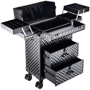 妆百纳高级铝合金大号拉杆化妆箱专业跟妆师美甲纹绣收纳工具箱子