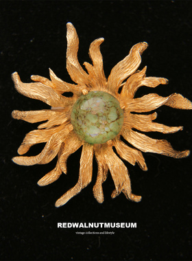 结缘 梵高向日葵 Boucher琉璃太阳花 中古vintage古董首饰