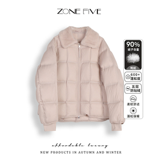 保暖短款 zonefive秋冬新款 时尚 韩版 羊羔领羽绒外套 羽绒服女