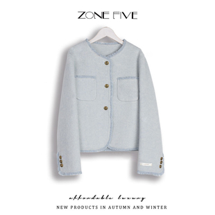 小香风羊毛呢外套女2024秋冬新款小个子双面羊毛大衣短款双面呢