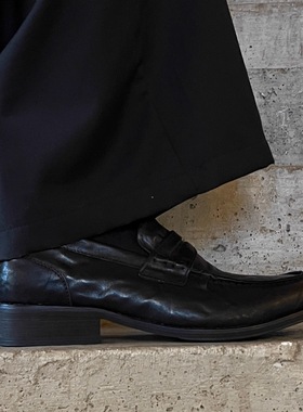 NEWLIGHT复古小众牛皮质感一脚蹬皮鞋通勤百搭休闲老钱风乐福鞋