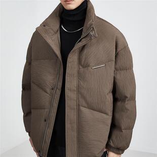 高级纹理感羽绒服男2025年冬季新款加厚立领短款保暖冬装外套潮流