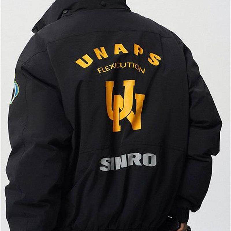 美式印花棒球羽绒服男款冬季保暖白鸭绒廓形夹克潮牌百搭工装外套