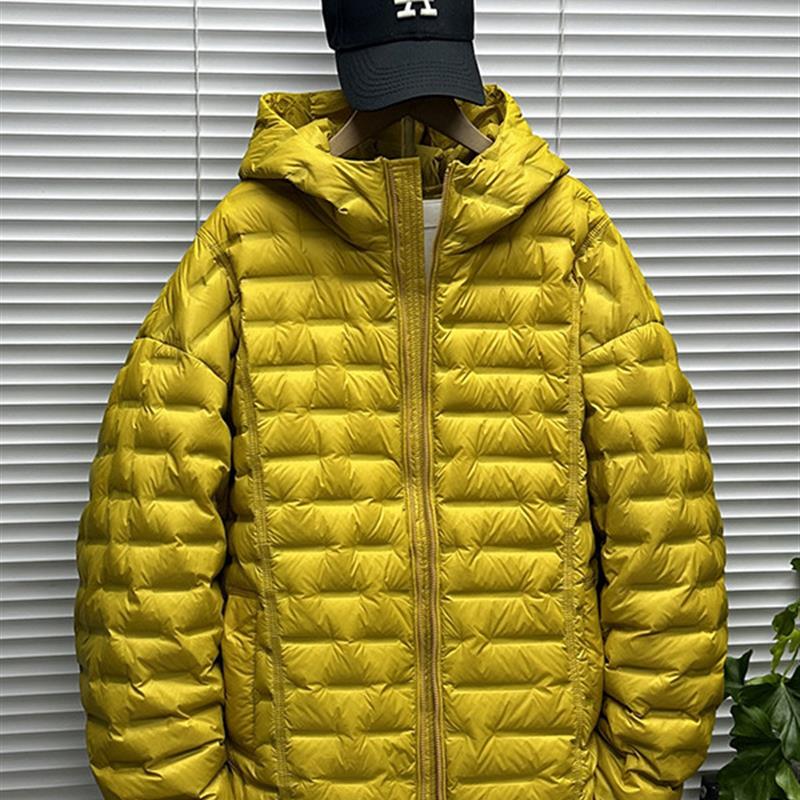 oversize连帽排骨羽绒服男士冬季装大码青少年轻薄90白鸭绒外套潮