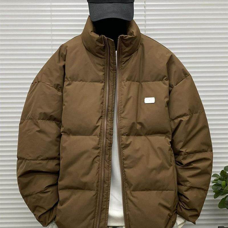 无帽立领轻薄羽绒服男士冬季装大码青少年美拉德潮流休闲羽绒外套