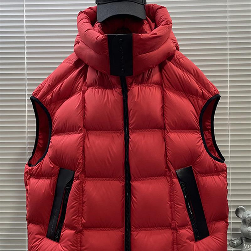 YOUSHU 90白鸭绒高充绒量连帽无袖羽绒服马甲男冬季2025新款背心