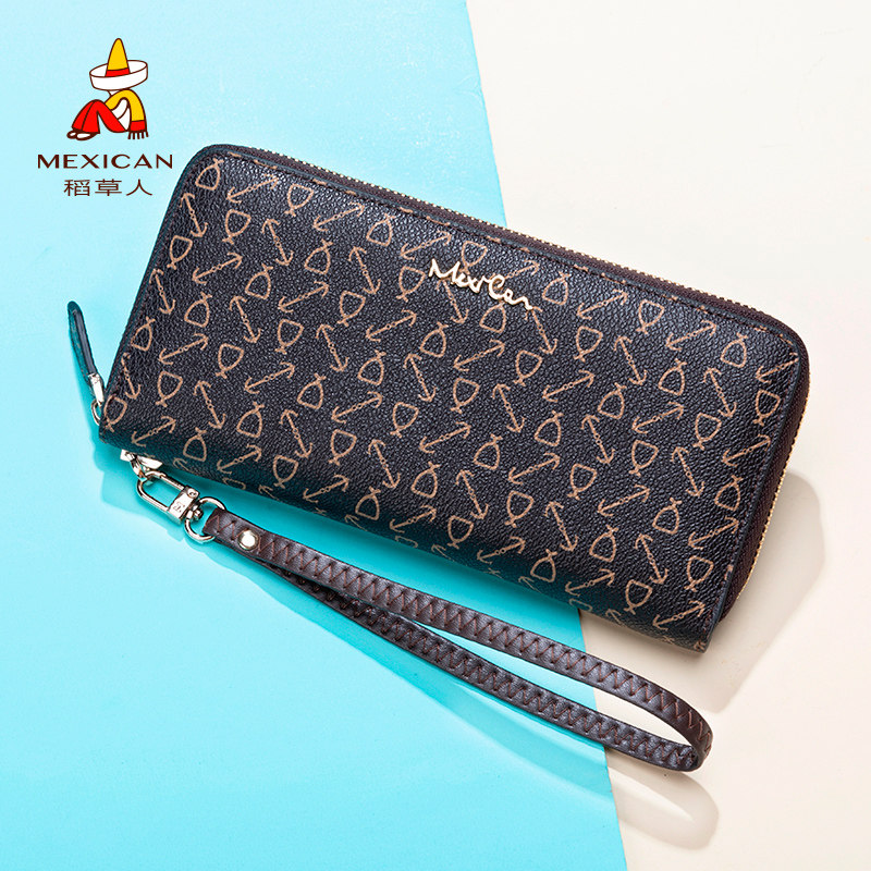 稻草人钱包女长款拉链手拿包零钱包女2020新款小手包韩版百搭复古