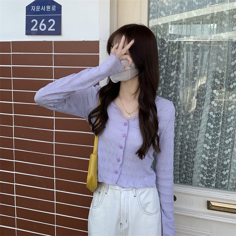 长袖针织开衫女外套短款bm上衣