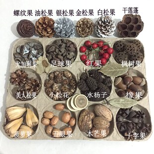 饰原材料圣诞藤圈干果干花包植手工diy创意松塔浆果 热销松果装