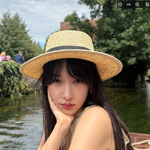 明星程潇同款草帽秋季新款大帽檐遮阳防外线帽子拍照打卡百搭礼帽