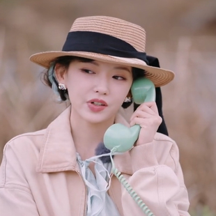 程潇同款草帽黑飘带遮阳防晒宽檐帽子度假海边沙滩拍照出图素颜帽