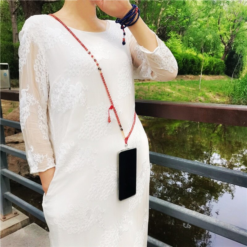 天然南红斜挎手机挂链绳项链手链