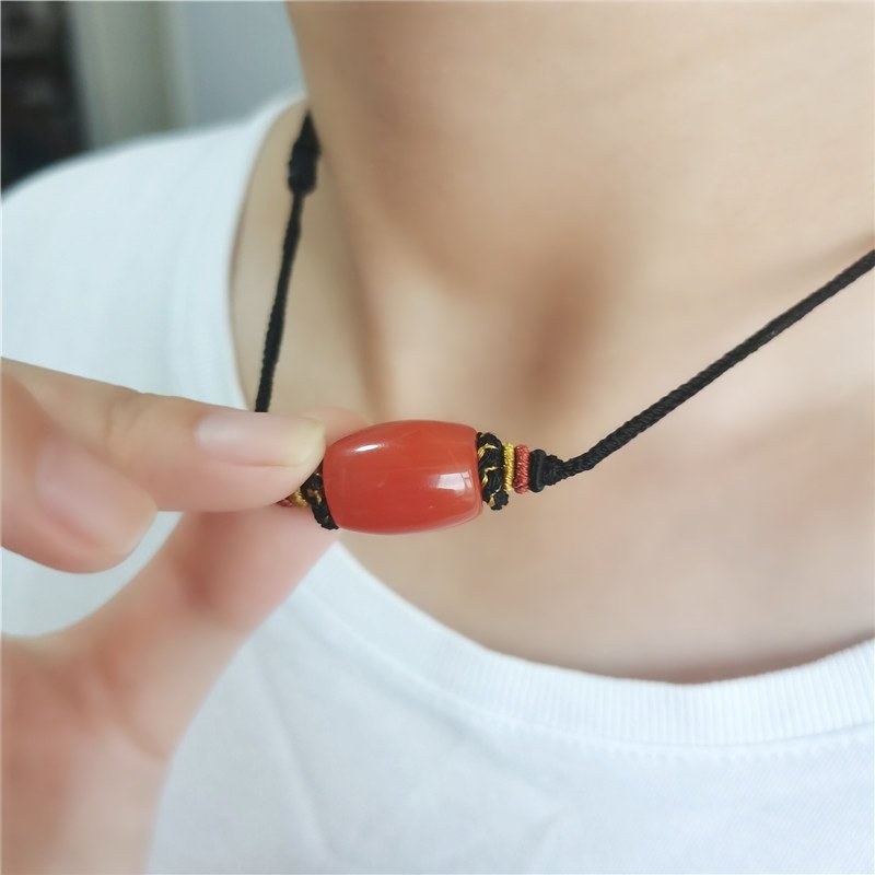 天然南红川料柿子红锁骨项链简约