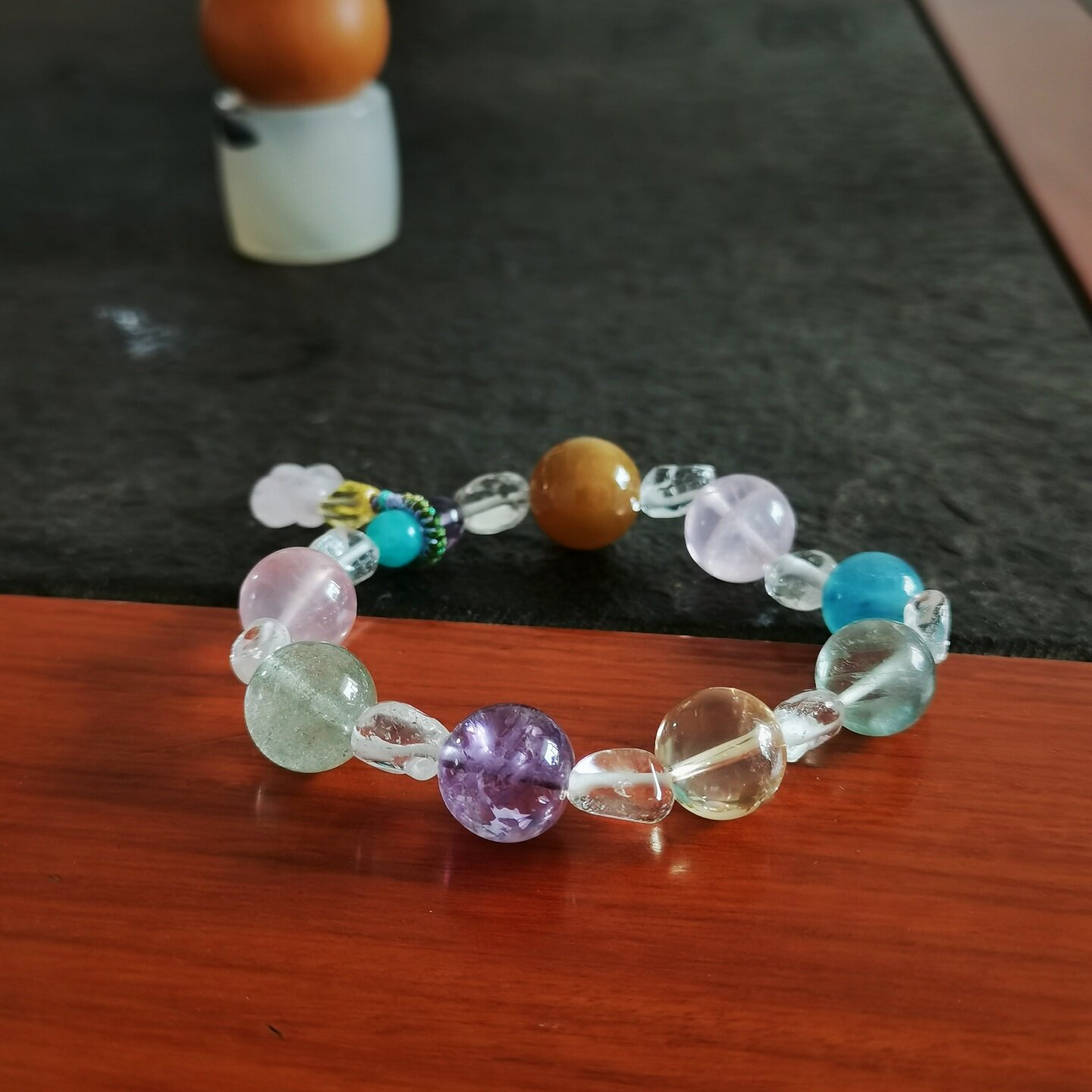 清欢马卡龙色系女生多彩水晶手链
