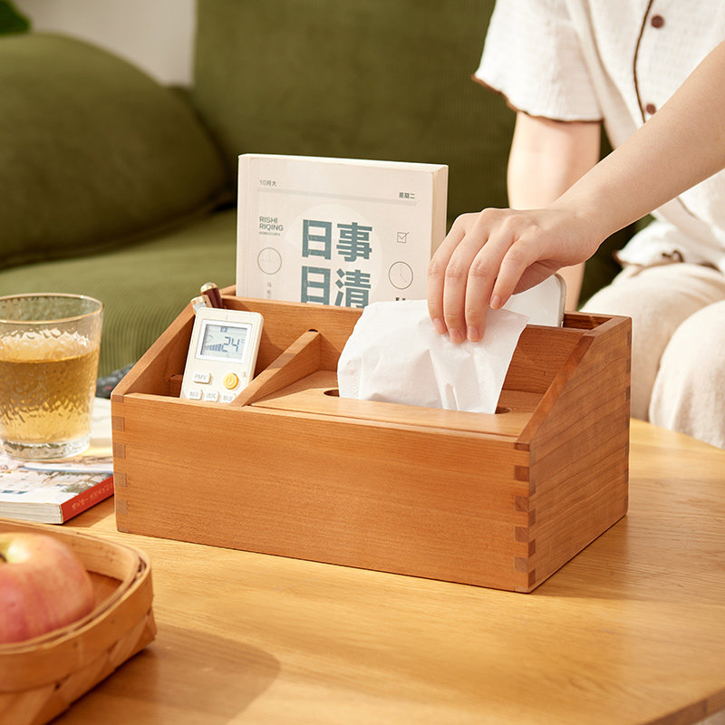 实木客厅创意家用茶几纸巾盒图片