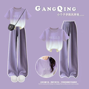 多巴胺套装穿搭短袖套装女夏季2026年新款上衣休闲时尚运动两件套