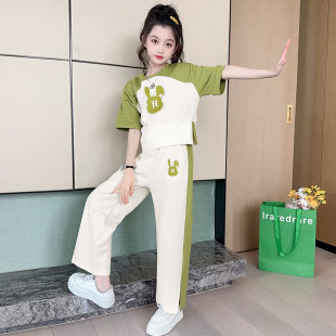 2026新款 阔腿裤 套装 两件套 短袖 长裤 洋气时髦大童儿童夏季 女童夏装