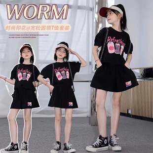 女童学院风套装儿童2025夏装短袖洋气春夏季女大童JK裙子两件套潮