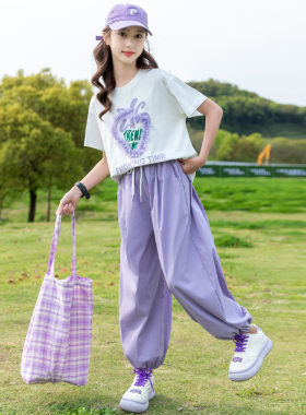 中大女童夏装时髦短袖套装女孩儿童装洋气网红薄款夏季潮衣服9岁8