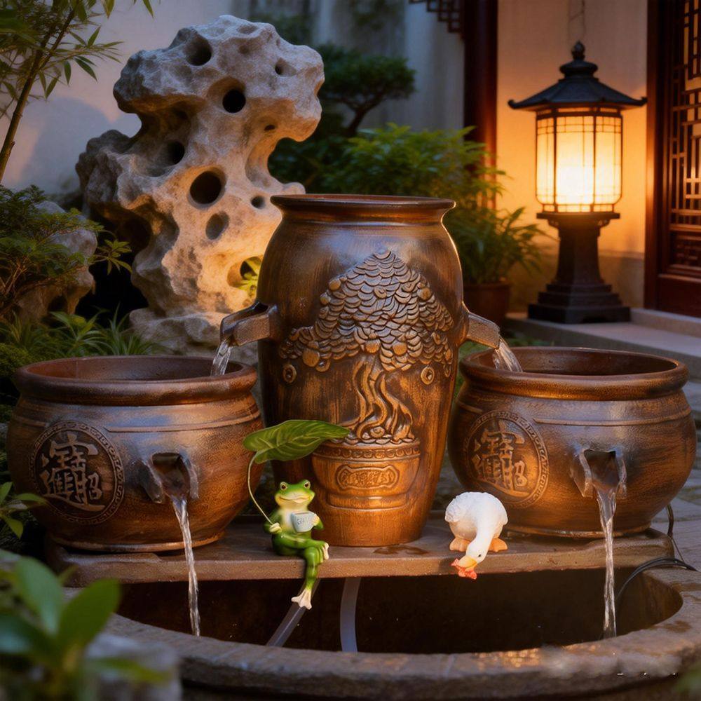 大号双面鸭嘴流水陶罐古法养鱼水循环造景加湿生态鱼缸增氧过滤器,家居饰品,流水摆件,淘宝优惠券,粉丝福利购,淘宝优惠卷