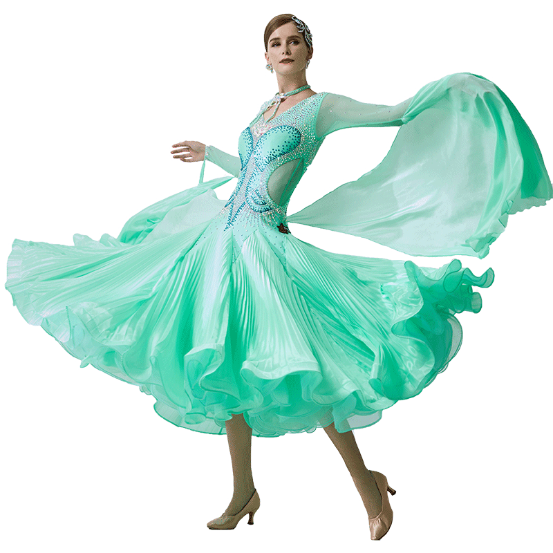 韵舞 新款拉丁表演比赛舞裙演出服装成人国标交谊舞蹈衣桑巴定做