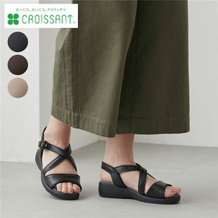 日本制造海外直邮2025夏女鞋代购时尚休闲交叉牛皮真皮凉鞋平底鞋