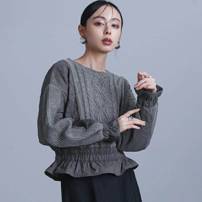 日本海外直邮2025春女装代购休闲时尚甜美麻花编织拼接针织衫毛衣