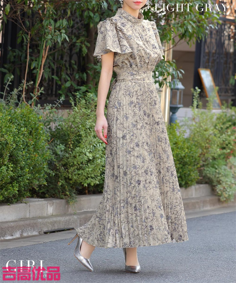 日本直邮2023夏女装代购印花碎花套头时尚花卉甜美连衣裙长裙礼服