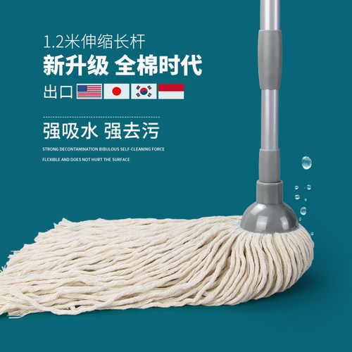 台湾进口伸缩长柄条状拧水拖把