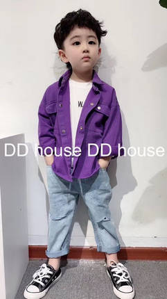 童装男女童超洋气紫色衬衣外套春装2020年新款长袖洋气儿童外套